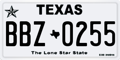 TX license plate BBZ0255