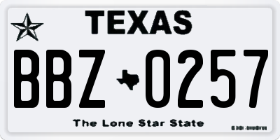 TX license plate BBZ0257