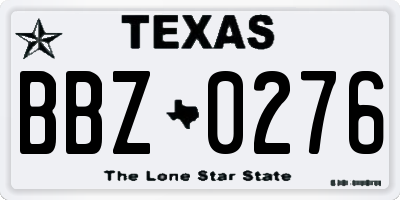 TX license plate BBZ0276