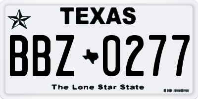 TX license plate BBZ0277