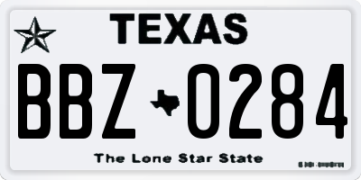 TX license plate BBZ0284