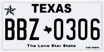TX license plate BBZ0306
