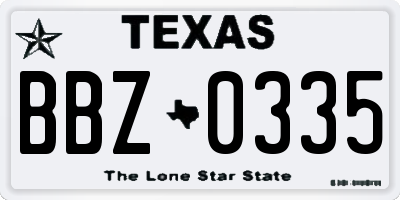 TX license plate BBZ0335