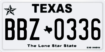 TX license plate BBZ0336