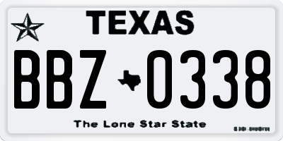 TX license plate BBZ0338