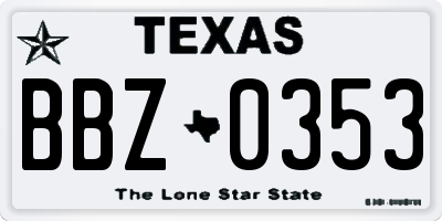 TX license plate BBZ0353