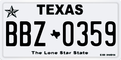 TX license plate BBZ0359