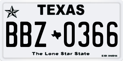 TX license plate BBZ0366