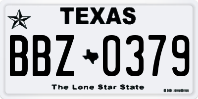 TX license plate BBZ0379