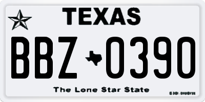 TX license plate BBZ0390