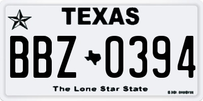 TX license plate BBZ0394