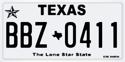 TX license plate BBZ0411