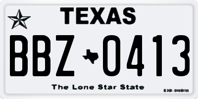 TX license plate BBZ0413
