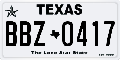 TX license plate BBZ0417