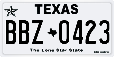 TX license plate BBZ0423