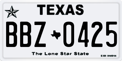 TX license plate BBZ0425