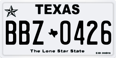 TX license plate BBZ0426