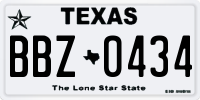 TX license plate BBZ0434