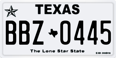 TX license plate BBZ0445