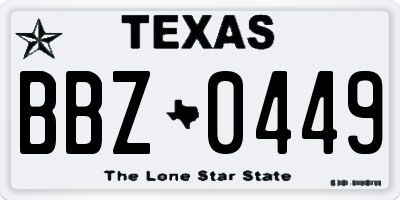 TX license plate BBZ0449