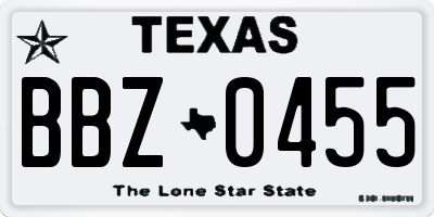 TX license plate BBZ0455