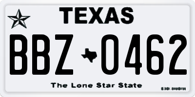 TX license plate BBZ0462
