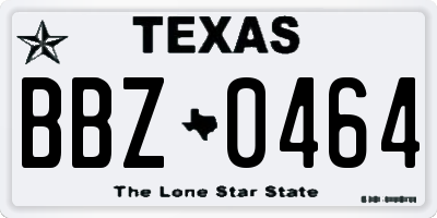 TX license plate BBZ0464