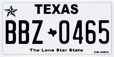 TX license plate BBZ0465