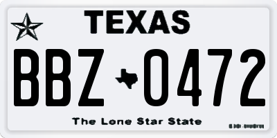 TX license plate BBZ0472