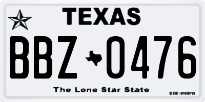 TX license plate BBZ0476