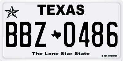 TX license plate BBZ0486