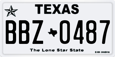TX license plate BBZ0487