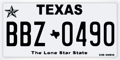 TX license plate BBZ0490
