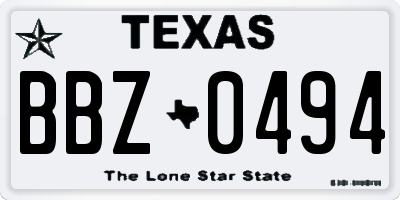 TX license plate BBZ0494