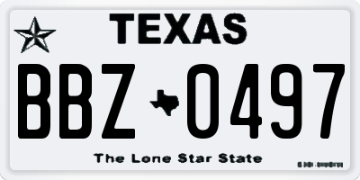 TX license plate BBZ0497