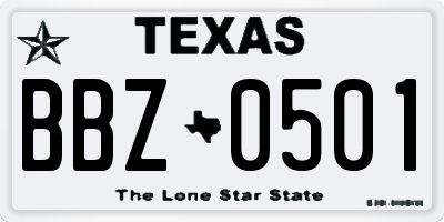 TX license plate BBZ0501