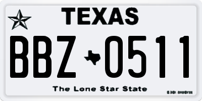 TX license plate BBZ0511