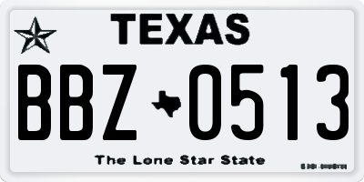 TX license plate BBZ0513