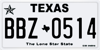 TX license plate BBZ0514