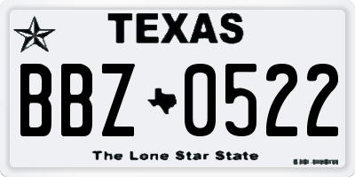 TX license plate BBZ0522