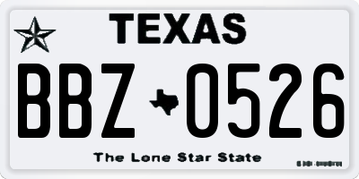 TX license plate BBZ0526