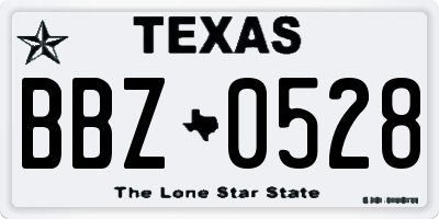 TX license plate BBZ0528