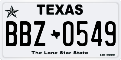 TX license plate BBZ0549