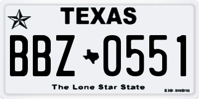TX license plate BBZ0551