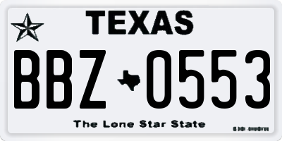 TX license plate BBZ0553