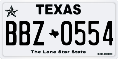 TX license plate BBZ0554