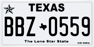 TX license plate BBZ0559