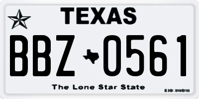 TX license plate BBZ0561