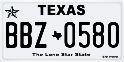 TX license plate BBZ0580