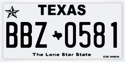 TX license plate BBZ0581